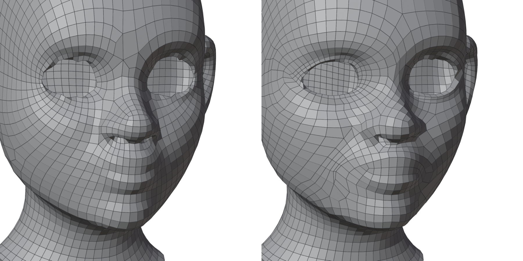 The face without guides and with the full layout