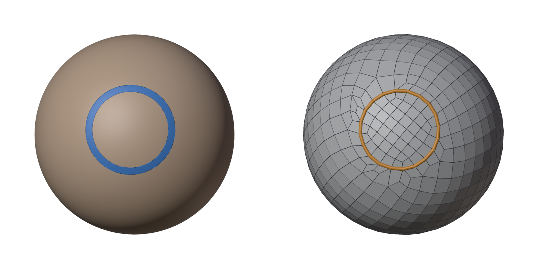 A ball with Fill Between: a grid patch inside the circle